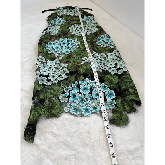 New Bronx and Banco Size US 4 Embroidery Cocktail Dress Hydrangea Blue/Green - Picture 5 of 14